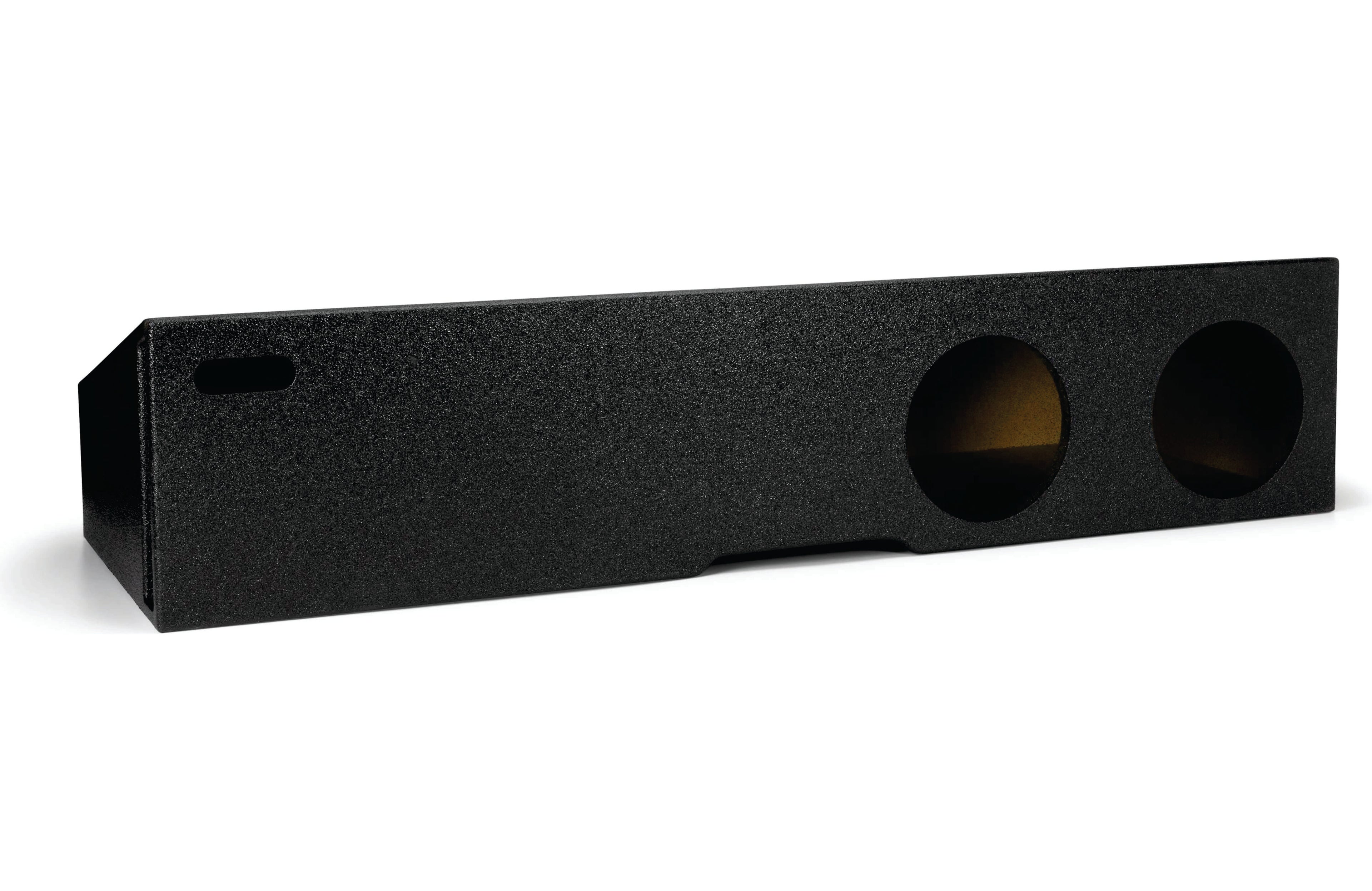 Front-firing dual 8" ported subwoofer enclosure — fits 2019-up Chevrolet Silverado and GMC Sierra Crew Cab trucks